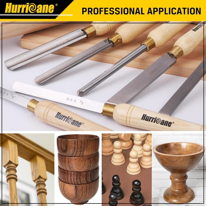Hurricane 8pc Wood Lathe Chisel Set with Wooden Box, HSS Wood Turning Tools for Woodworking, for Precision Cutting and Smooth, Detailed Projects - Image 4